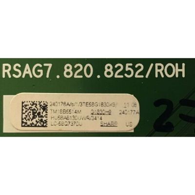 KIT DE TARJETAS SHARP / MAIN 240178A / RSAG7.820.8252/ROH / FUENTE 239418 / RSAG7.820.8349/ROH / T-CON MACDJ4E11 / E253117 / PANEL HD580S1U02-L1\S0\GM\ROH / MODELO LC-58Q7370U - Imagen 4